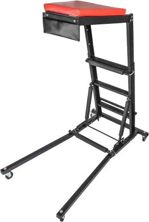 JEGS Automotive Top/Engine Creeper - Adjustable Height 45.5" to 60.5" - 400 LBS Capacity - Heavy Duty Foldable for Mechanics - 4 Locking Swivel Caster Wheels