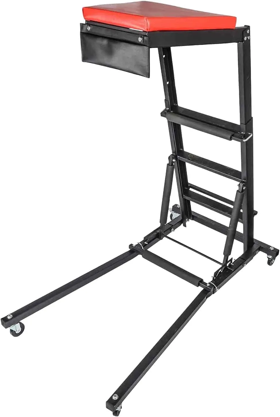 JEGS Automotive Top/Engine Creeper - Adjustable Height 45.5" to 60.5" - 400 LBS Capacity - Heavy Duty Foldable for Mechanics - 4 Locking Swivel Caster Wheels