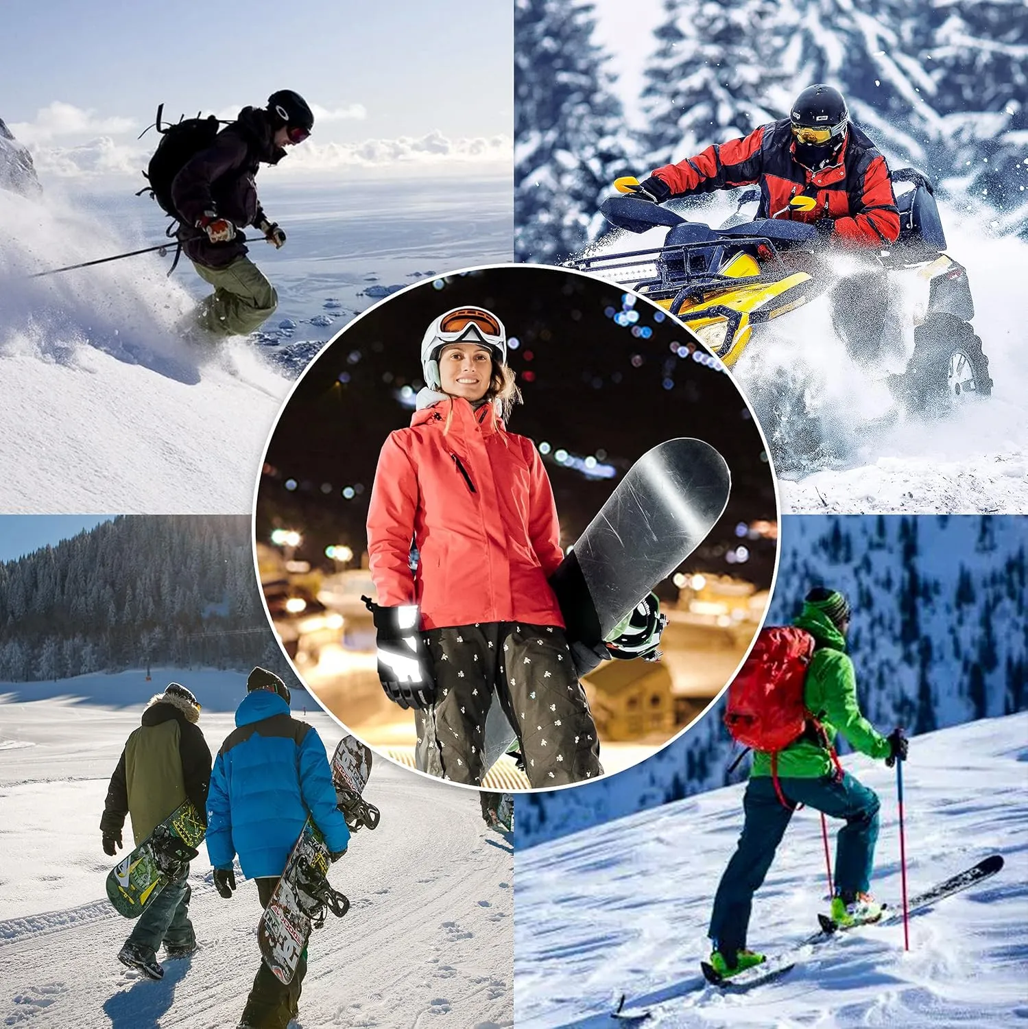 JEKOSEN Ski Gloves Mens Womens Waterproof Touchscreen Snowboard Gloves Snow Winter
