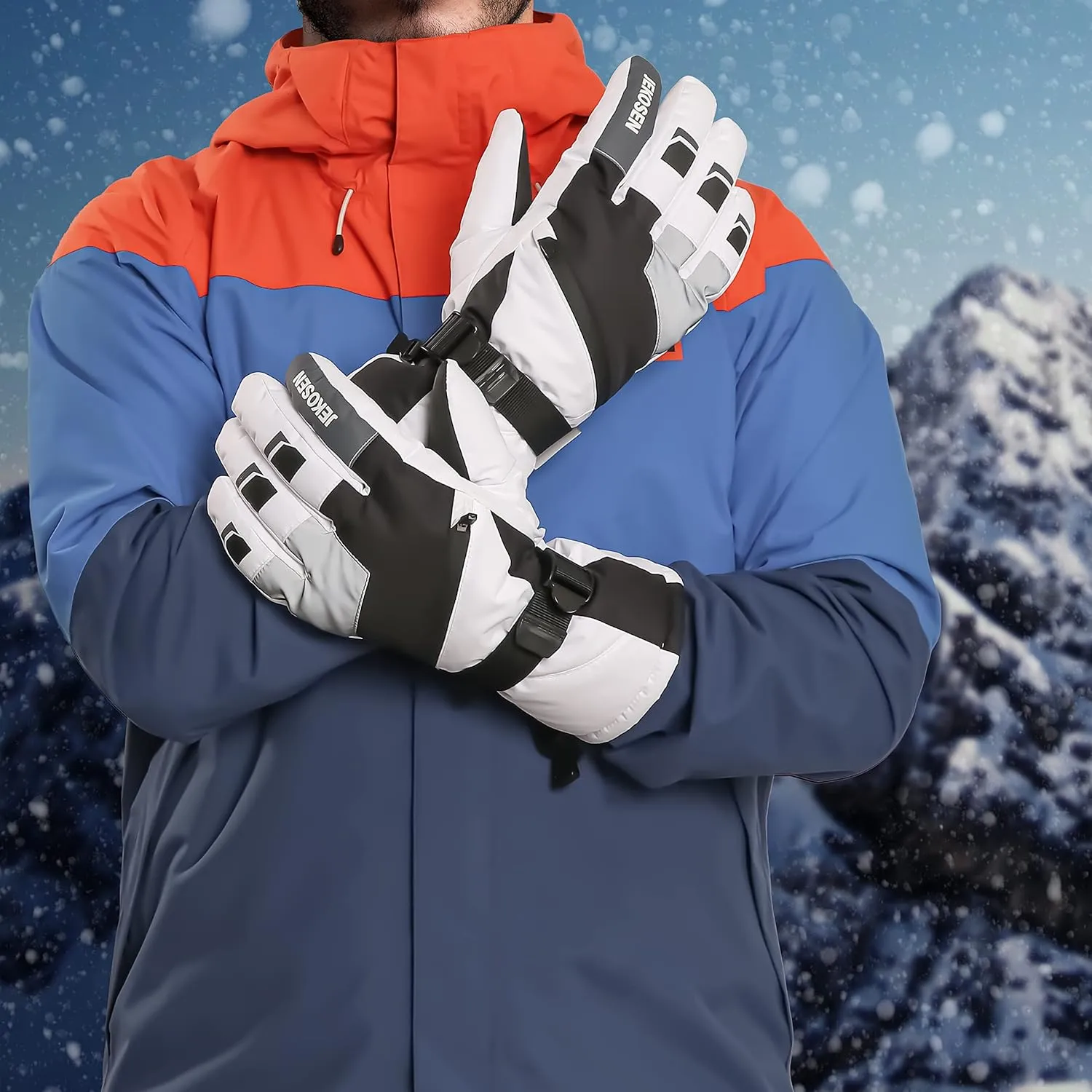 JEKOSEN Ski Gloves Mens Womens Waterproof Touchscreen Snowboard Gloves Snow Winter