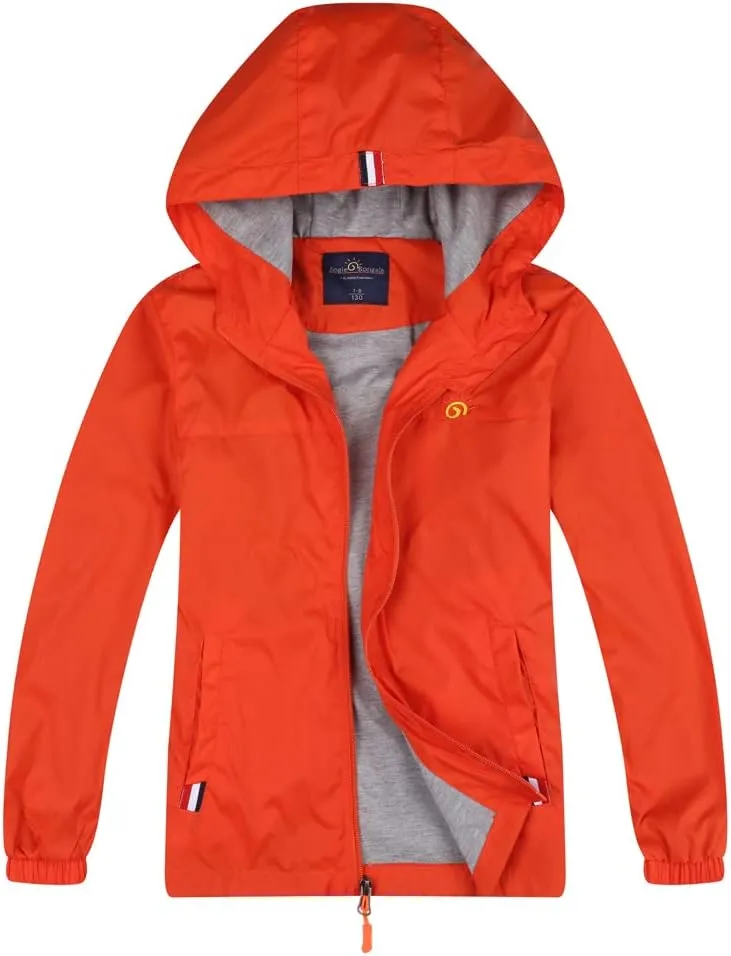Jingle Bongala Boys Girls Lightweight Breathable Raincoat Waterproof Hooded Rain Jacket Windbreaker Easy to Fold