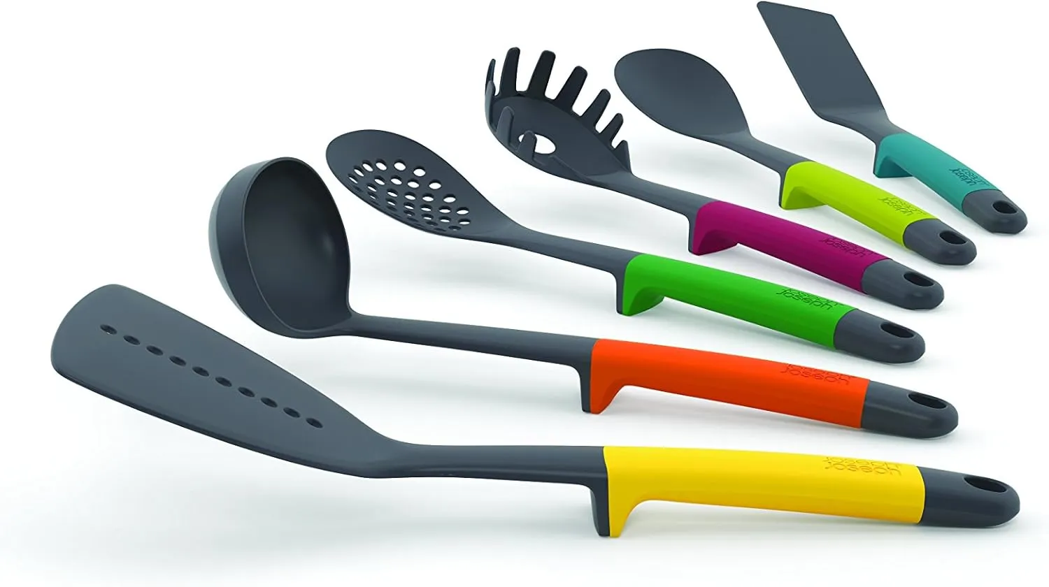 Joseph Joseph Elevate Carousel Nylon Kitchen Utensil Set with Rotating Storage Stand, 6-Piece, Rainbow