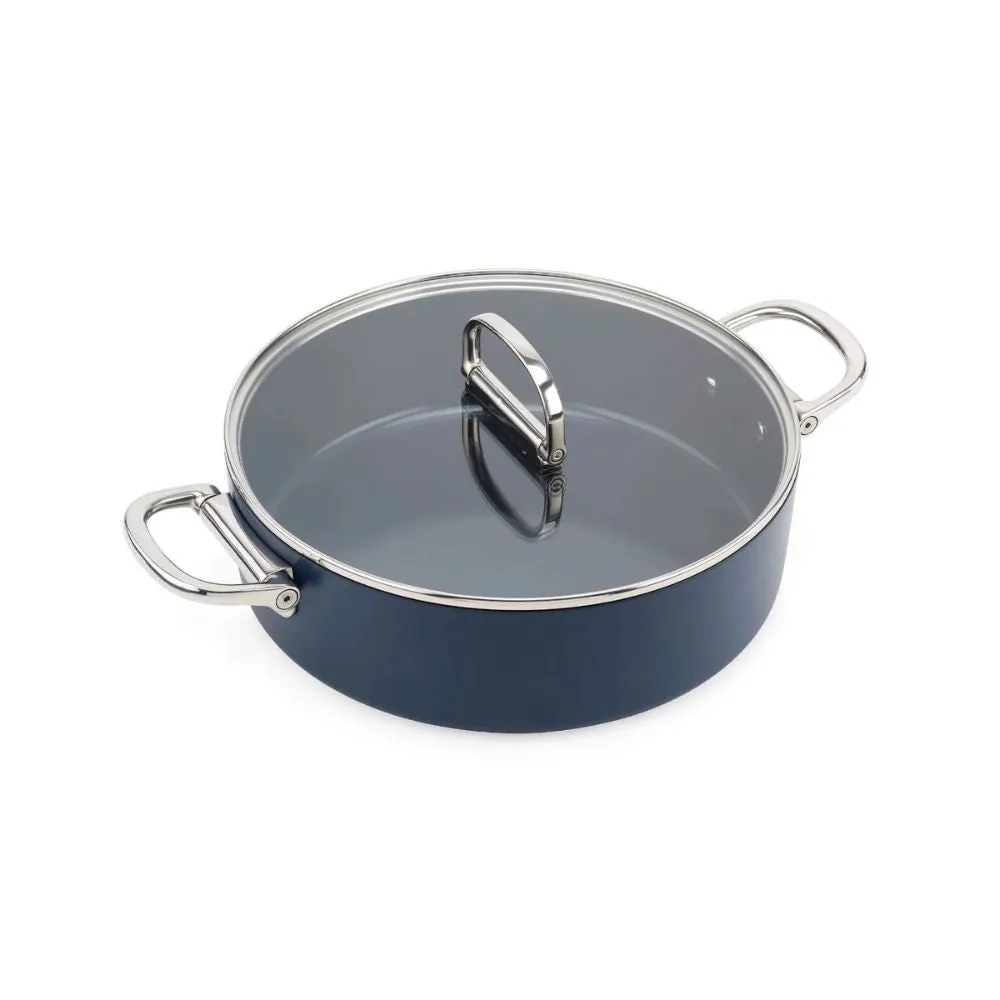 Joseph Joseph Space Folding Handle Ceramic Non-stick 28cm Blue Shallow Casserole Pan & Lid