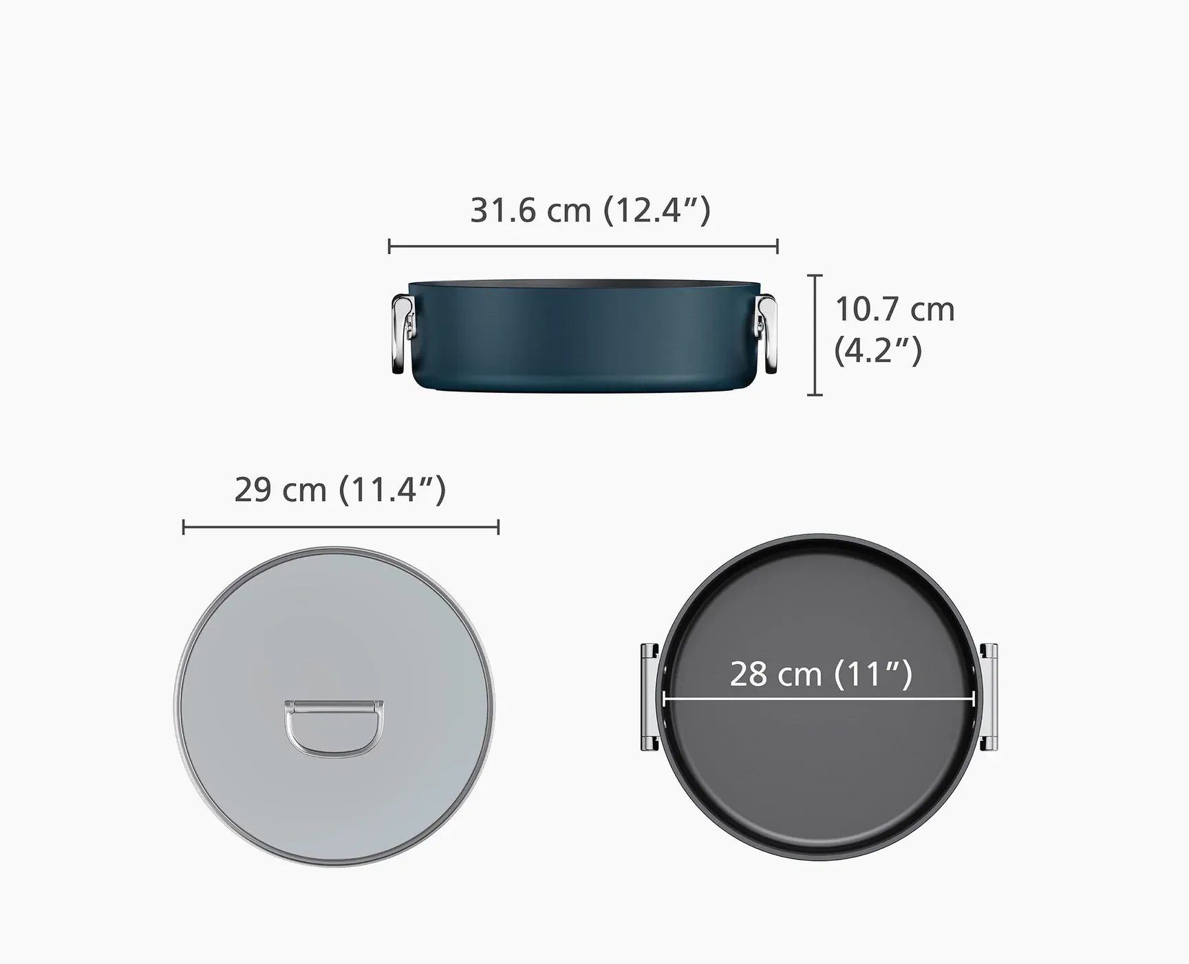 Joseph Joseph Space Folding Handle Ceramic Non-stick 28cm Blue Shallow Casserole Pan & Lid