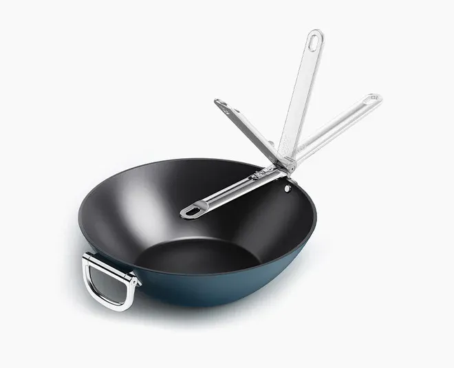 Joseph Joseph Space Folding Handle Ceramic Non-stick 32cm Blue Wok