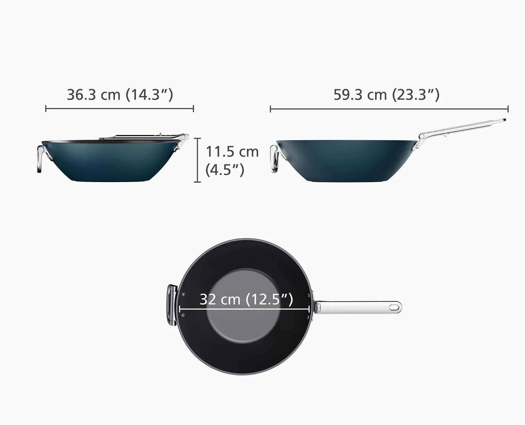 Joseph Joseph Space Folding Handle Ceramic Non-stick 32cm Blue Wok