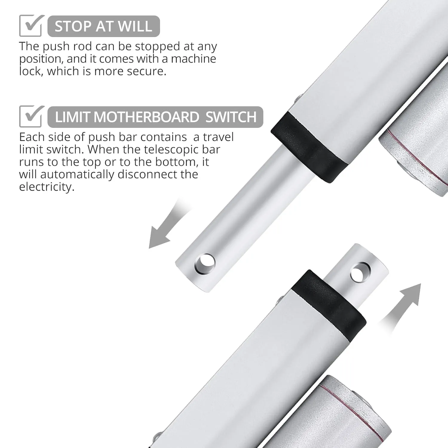 Justech 12V Heavy-Duty Linear Actuator 330LBS/1500N-2inch/50mm Silent Waterproof IP54 Electric Actuator with Mounting Brackets for Electric Window, RV Adjustments, Solar Trackers, Industrial Machinery