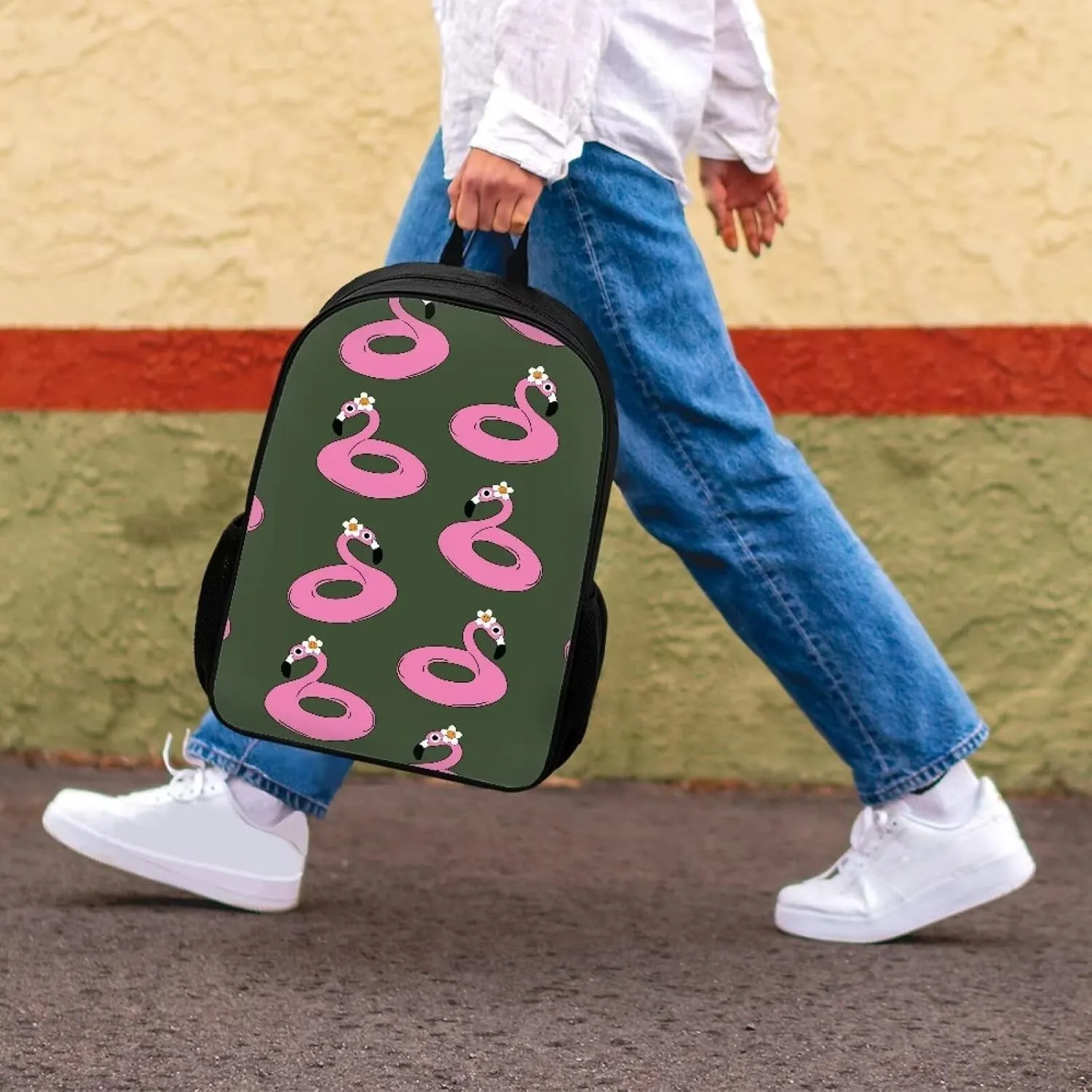 Kawaii Cartoon Flamingo Pattern School/Casual Backpack for Girls Boys Gifts,Sport Backpack with Breathable Padded Back Schoolbag for Primary Middle Student