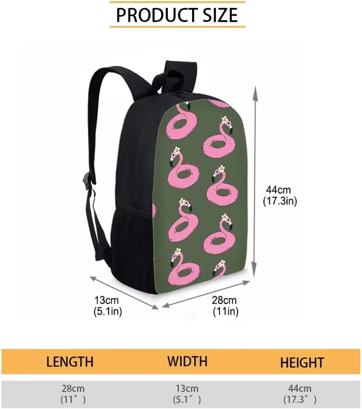 Kawaii Cartoon Flamingo Pattern School/Casual Backpack for Girls Boys Gifts,Sport Backpack with Breathable Padded Back Schoolbag for Primary Middle Student