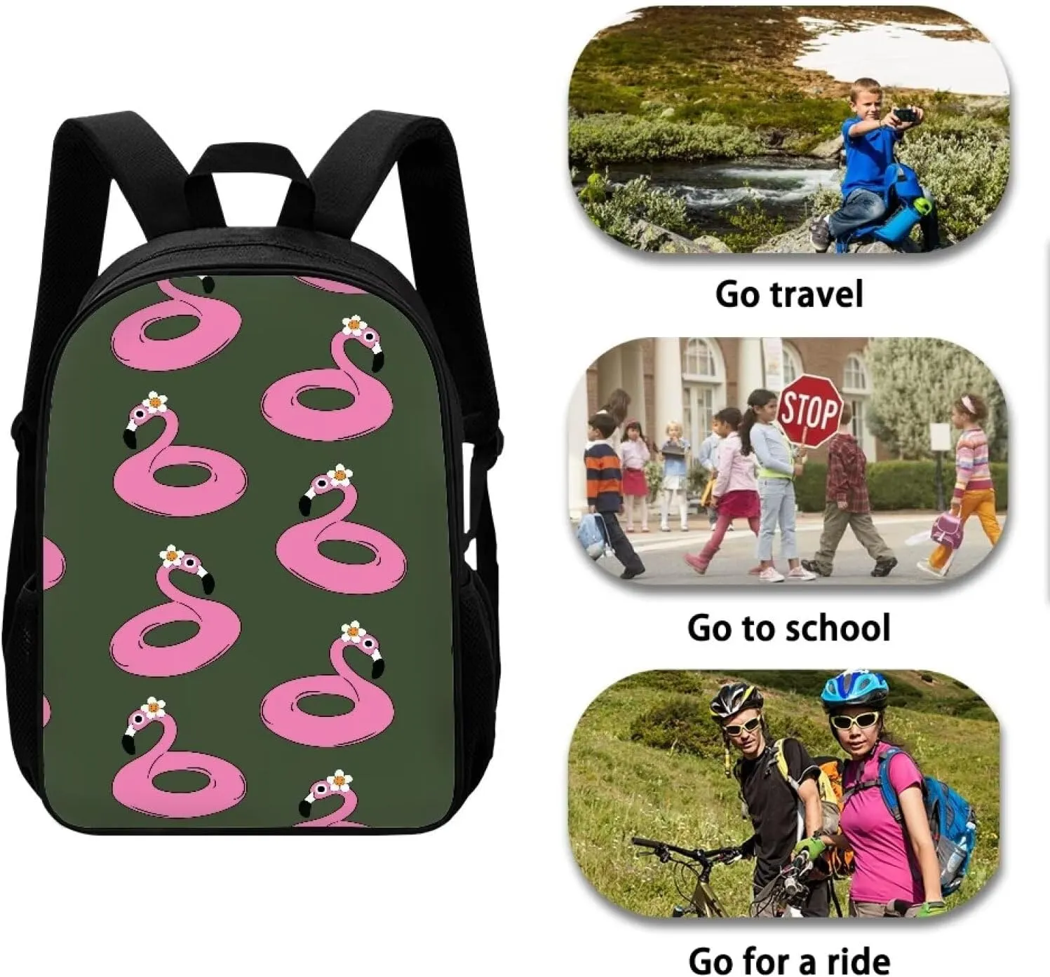 Kawaii Cartoon Flamingo Pattern School/Casual Backpack for Girls Boys Gifts,Sport Backpack with Breathable Padded Back Schoolbag for Primary Middle Student