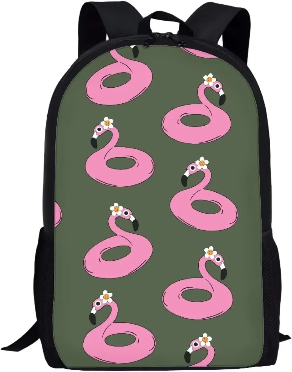 Kawaii Cartoon Flamingo Pattern School/Casual Backpack for Girls Boys Gifts,Sport Backpack with Breathable Padded Back Schoolbag for Primary Middle Student