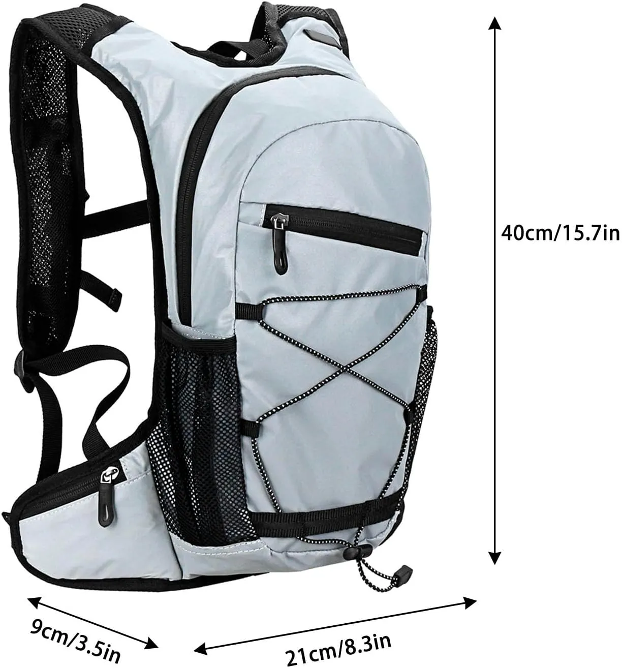 Keenso 8L Reflective Cycle Backpack, Hydration Pack with Water Bladder, Adjustable Straps Bag for Running, Hiking, Camping