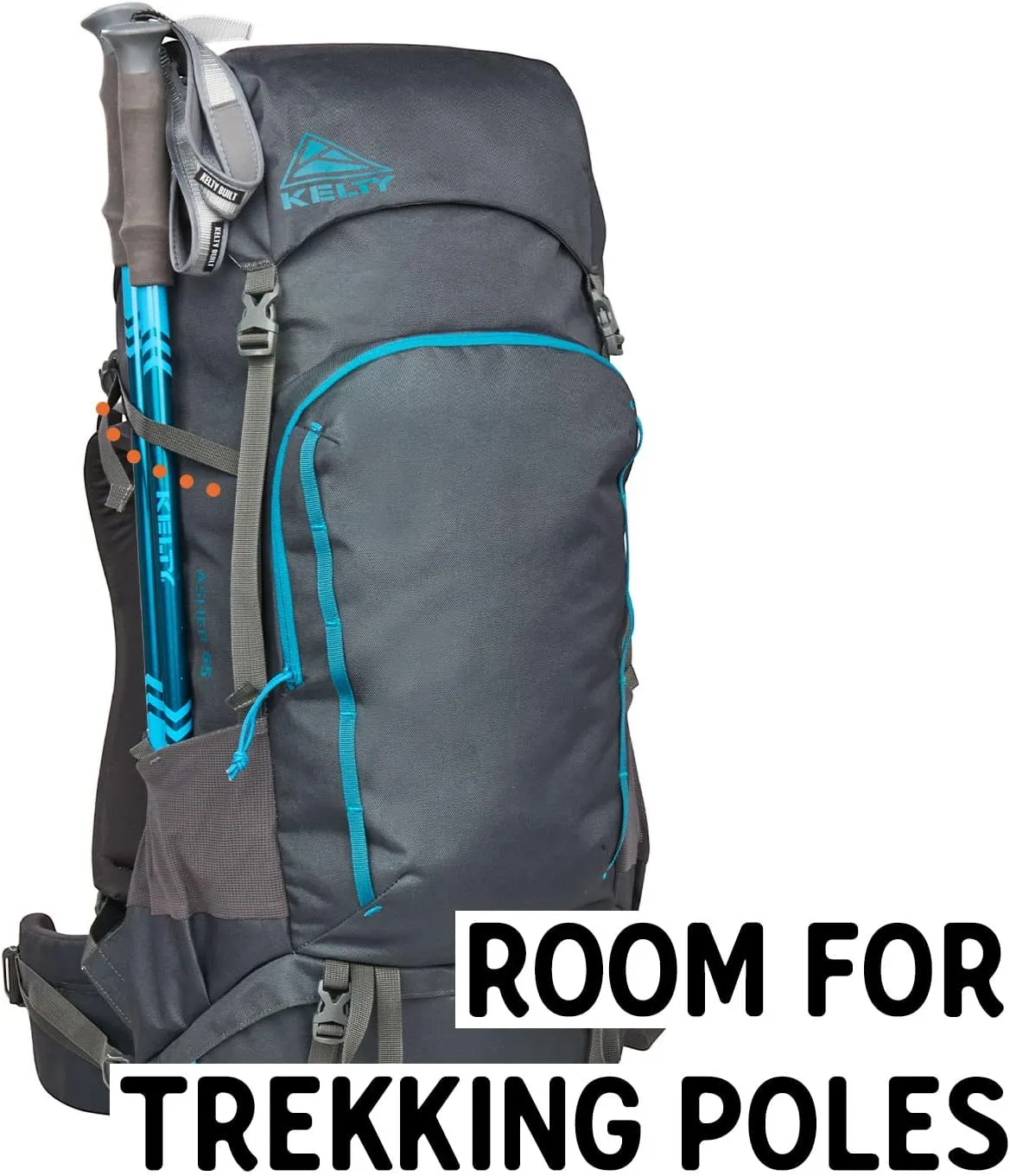 Kelty Asher Day Hiking Pack, 18-85 Liter Capacity, Hiking, Backpacking, Travel Pack, Internal Frame 2023 Model (55L Beluga)