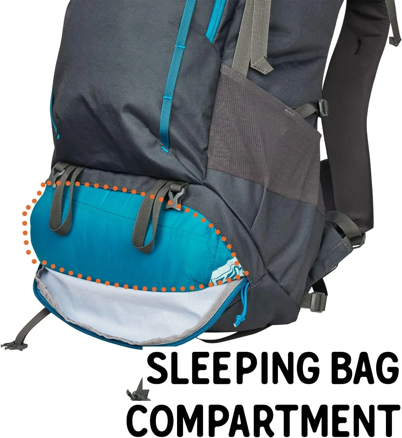 Kelty Asher Day Hiking Pack, 18-85 Liter Capacity, Hiking, Backpacking, Travel Pack, Internal Frame 2023 Model (55L Beluga)