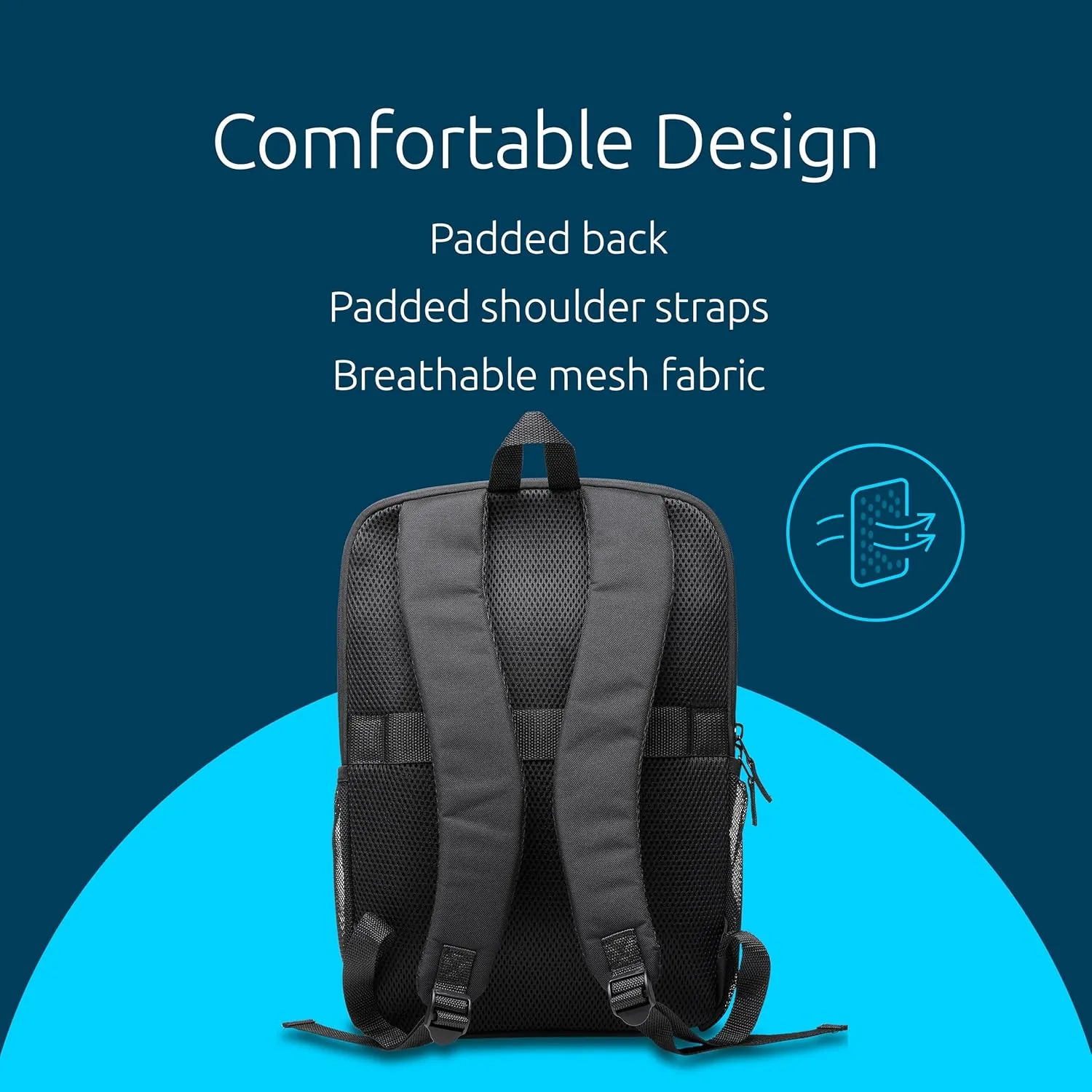 Kensington EQ Backpack 16”, for 15.6 inch-16 inch Laptop, Padded Shoulder Straps, Side Pocket,(K60392WW), Black