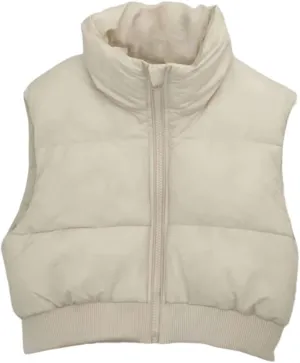 KEOMUD Women's Winter Crop Vest Lightweight Sleeveless Warm Outerwear Puffer Vest Padded Gilet