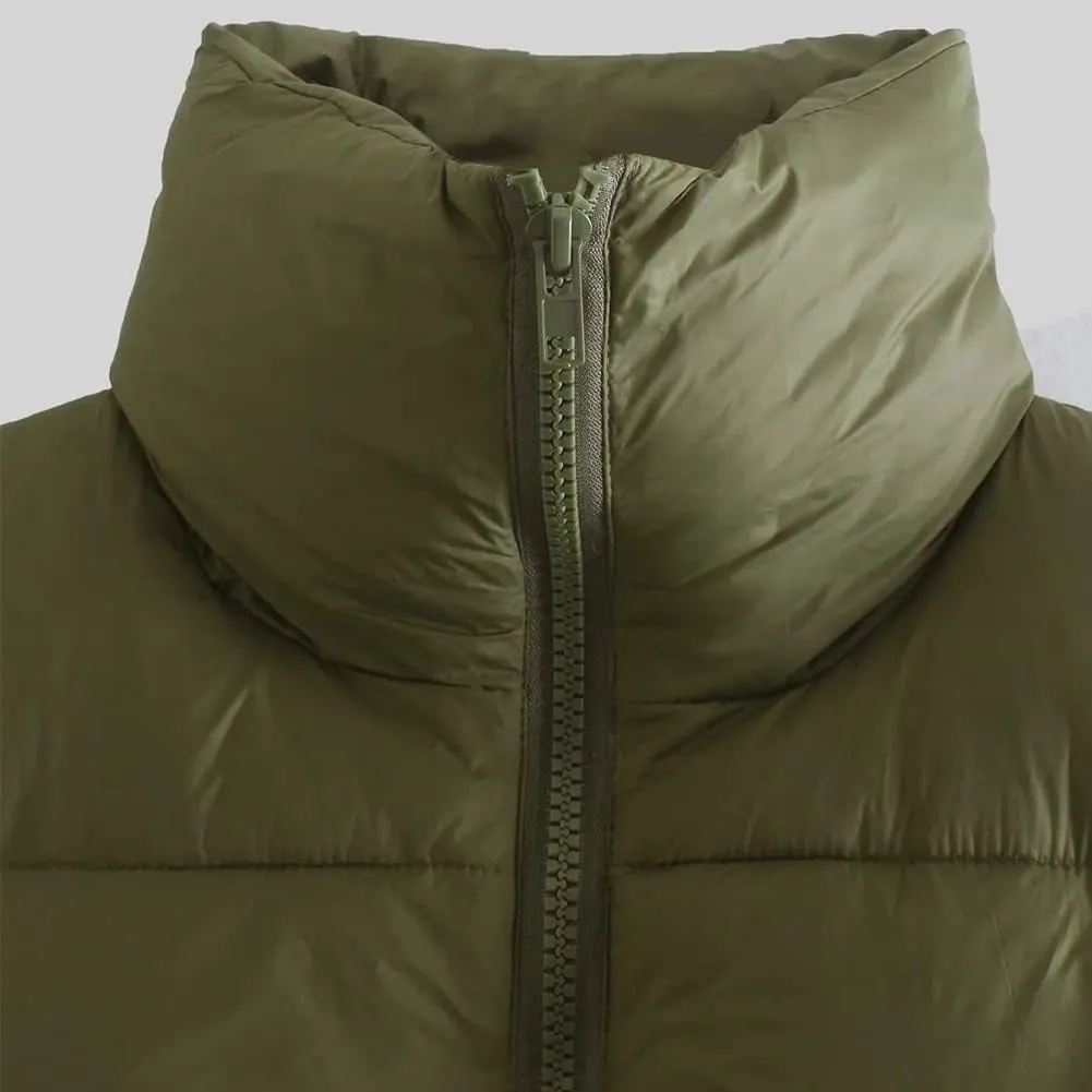 KEOMUD Women's Winter Crop Vest Lightweight Sleeveless Warm Outerwear Puffer Vest Padded Gilet