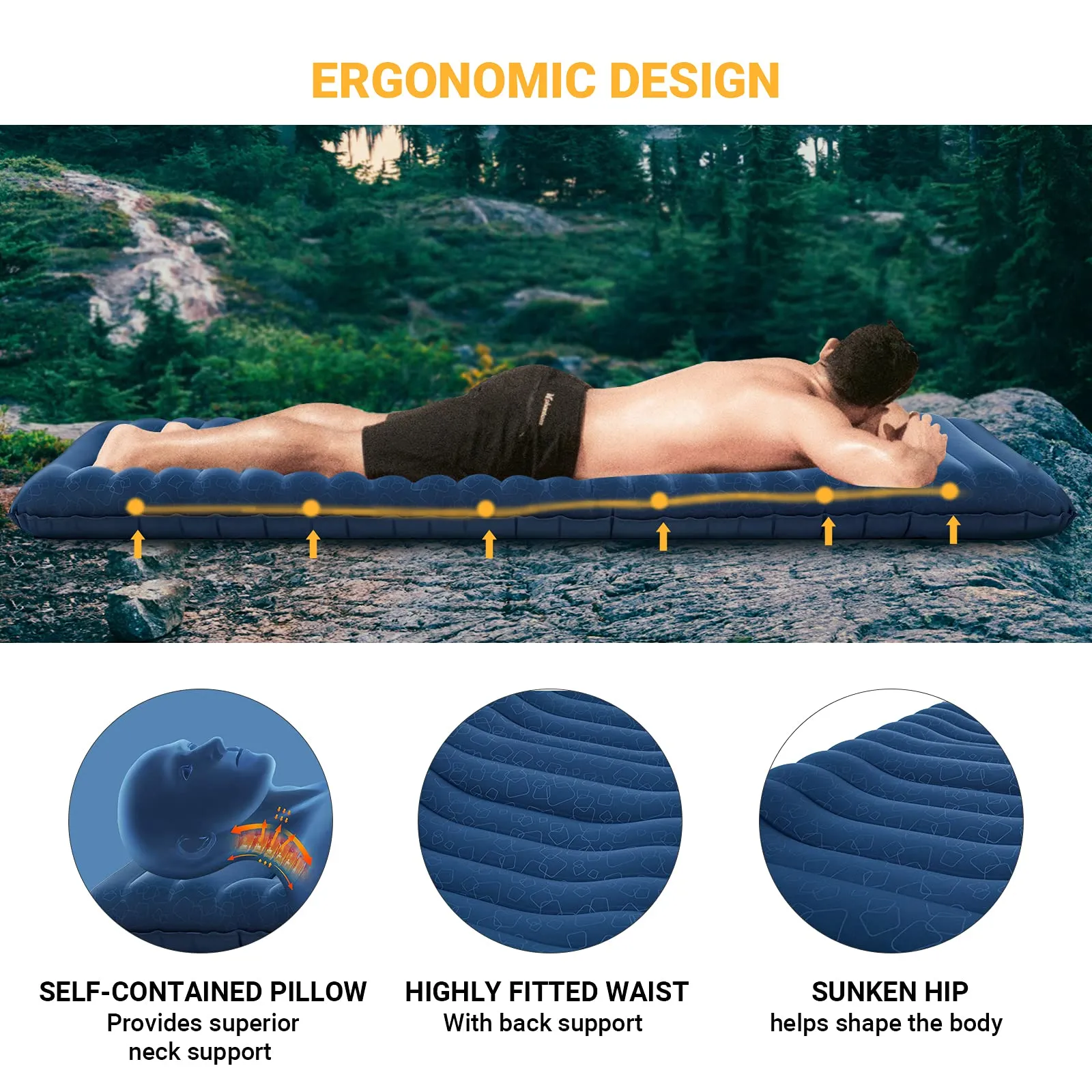 KingCamp Ergonomic High-Low Inflatable Sleeping Pad
