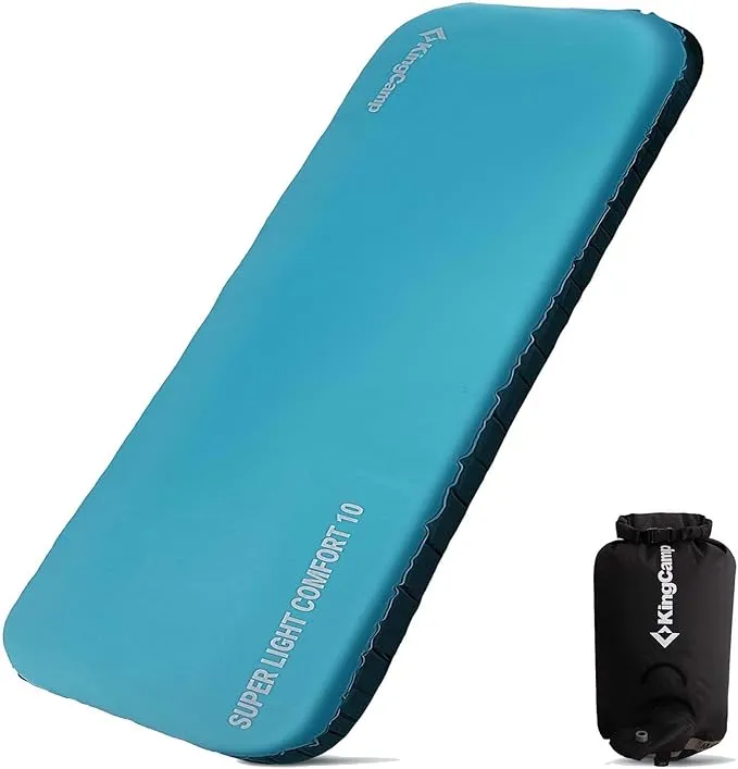 KingCamp Ultrathick Self-Inflating Camping Mat - 4" Memory Foam Sleeping Pad for Backpacking, Traveling, Hiking, Car Camping - Lightweight 4-Season Camping Mattress