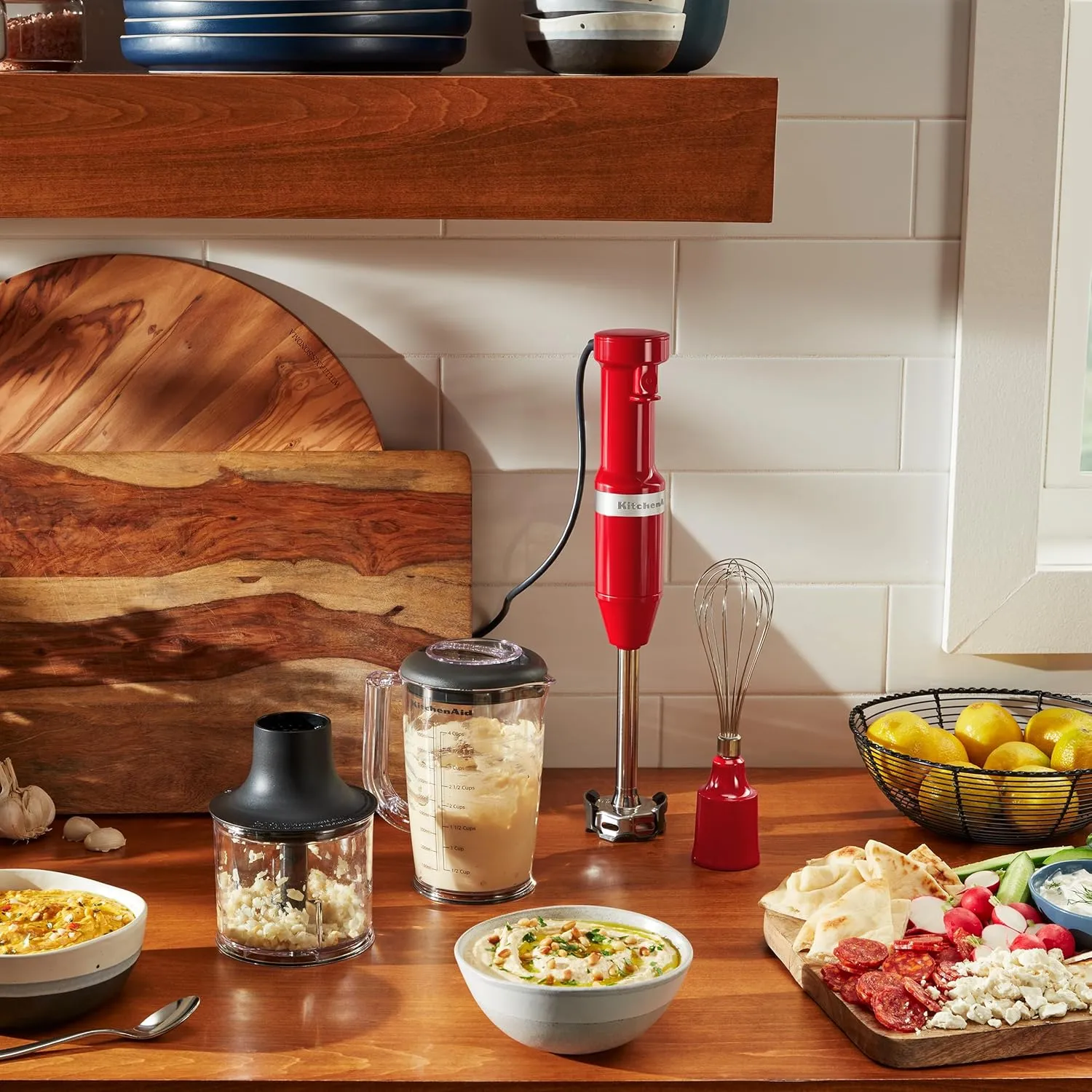 KitchenAid Variable Speed Corded Hand Blender with Accessories, Empire Red, KHBV83ER
