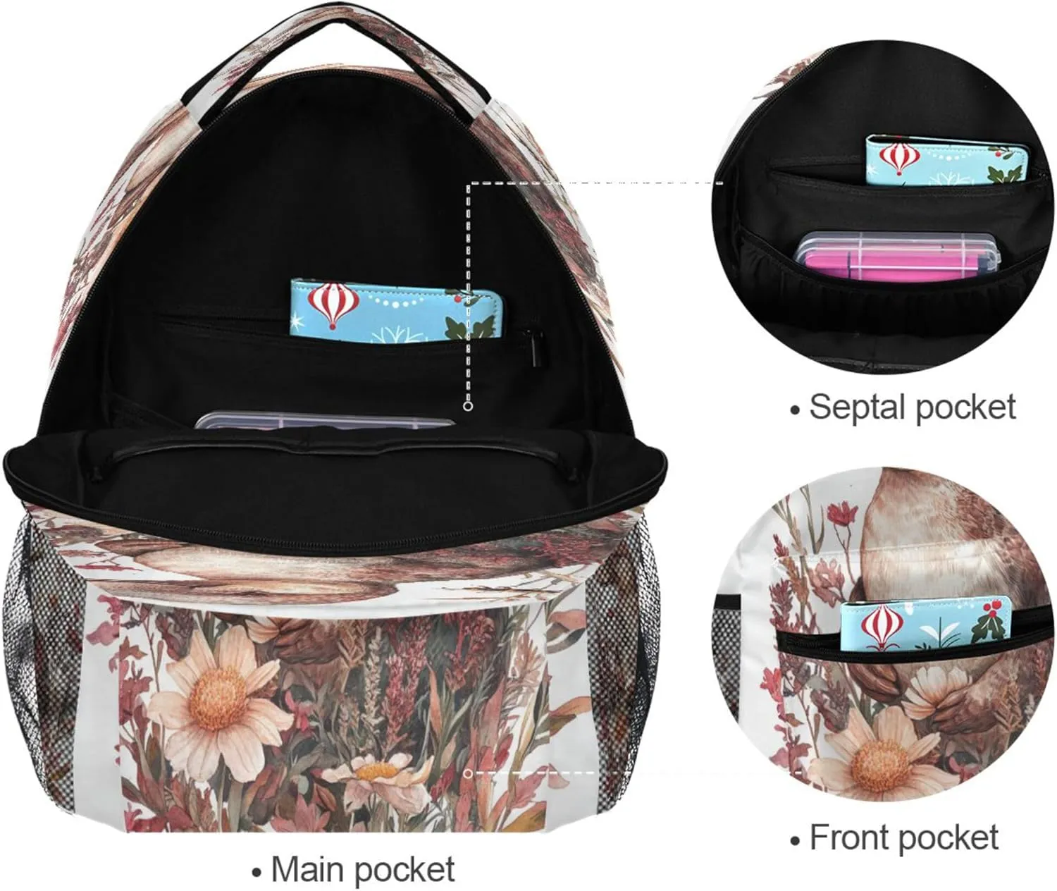 KLL Cute Backpack for Women Men Fashion Outdoor Backpack with Chest Strap for Business Work College Travel Trip Art Platypus White