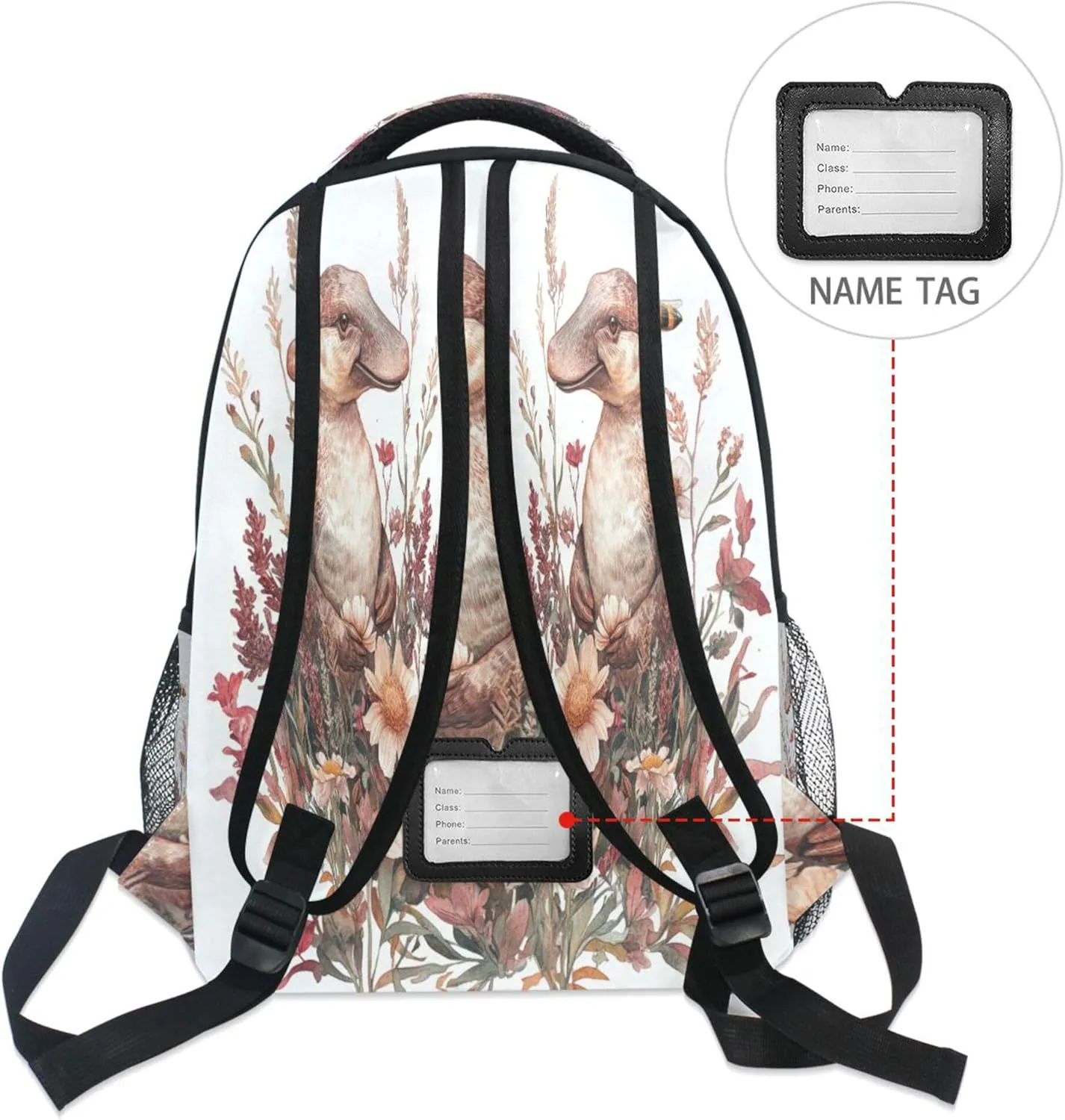 KLL Cute Backpack for Women Men Fashion Outdoor Backpack with Chest Strap for Business Work College Travel Trip Art Platypus White