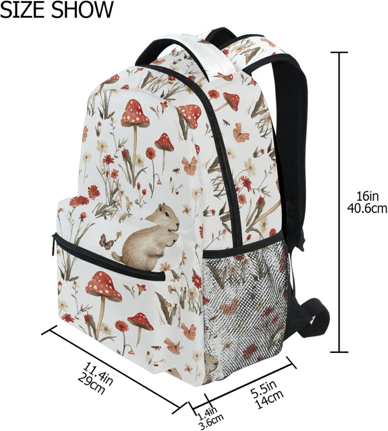 KLL Day Backpack for Teacher Nurse Waterproof Vintage Daypacks with Chest Strap Gift Men & Women Aesthetic Capybara White