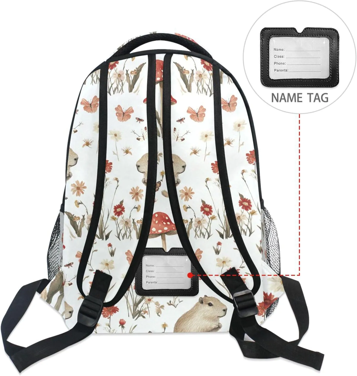 KLL Day Backpack for Teacher Nurse Waterproof Vintage Daypacks with Chest Strap Gift Men & Women Aesthetic Capybara White