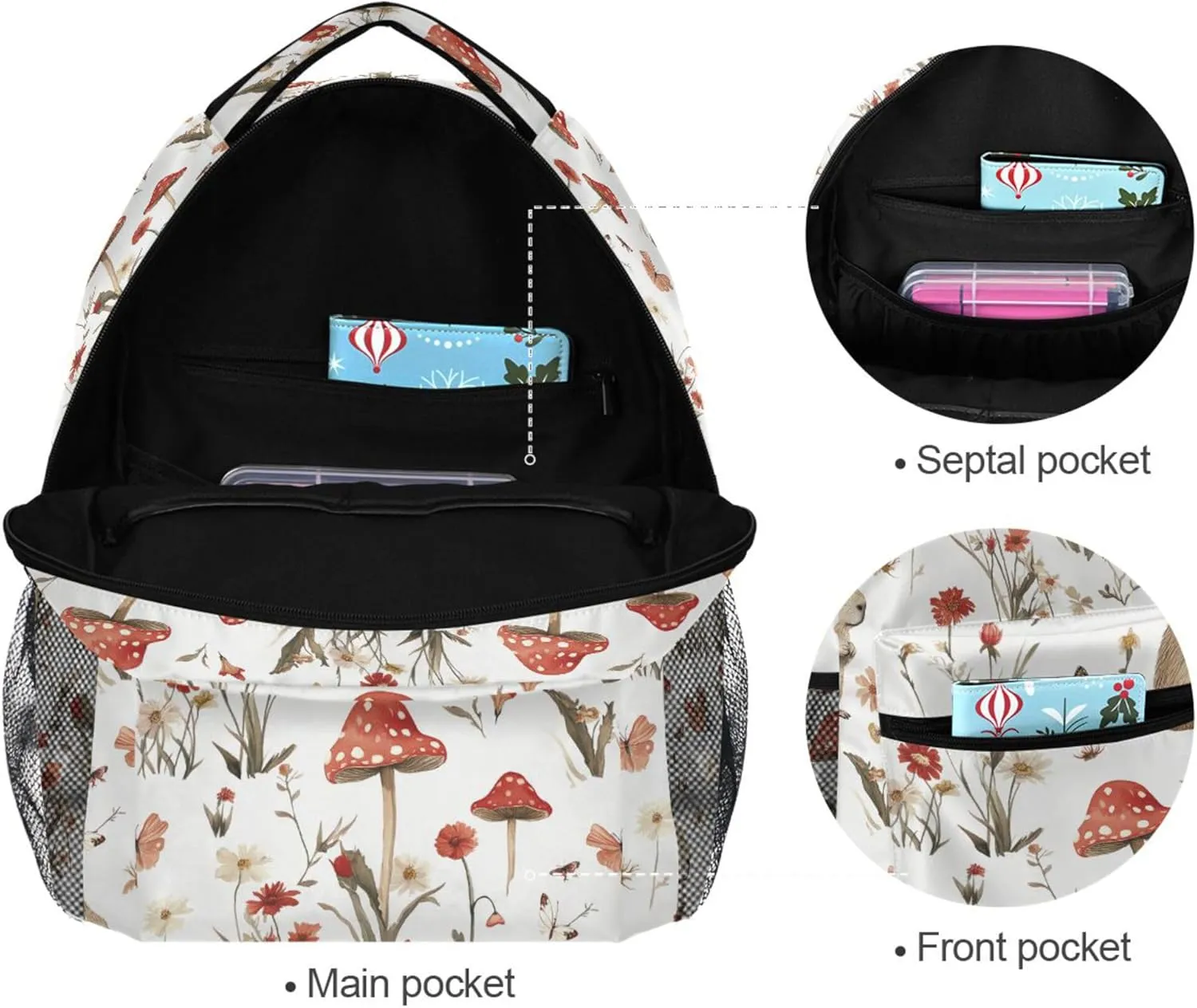 KLL Day Backpack for Teacher Nurse Waterproof Vintage Daypacks with Chest Strap Gift Men & Women Aesthetic Capybara White