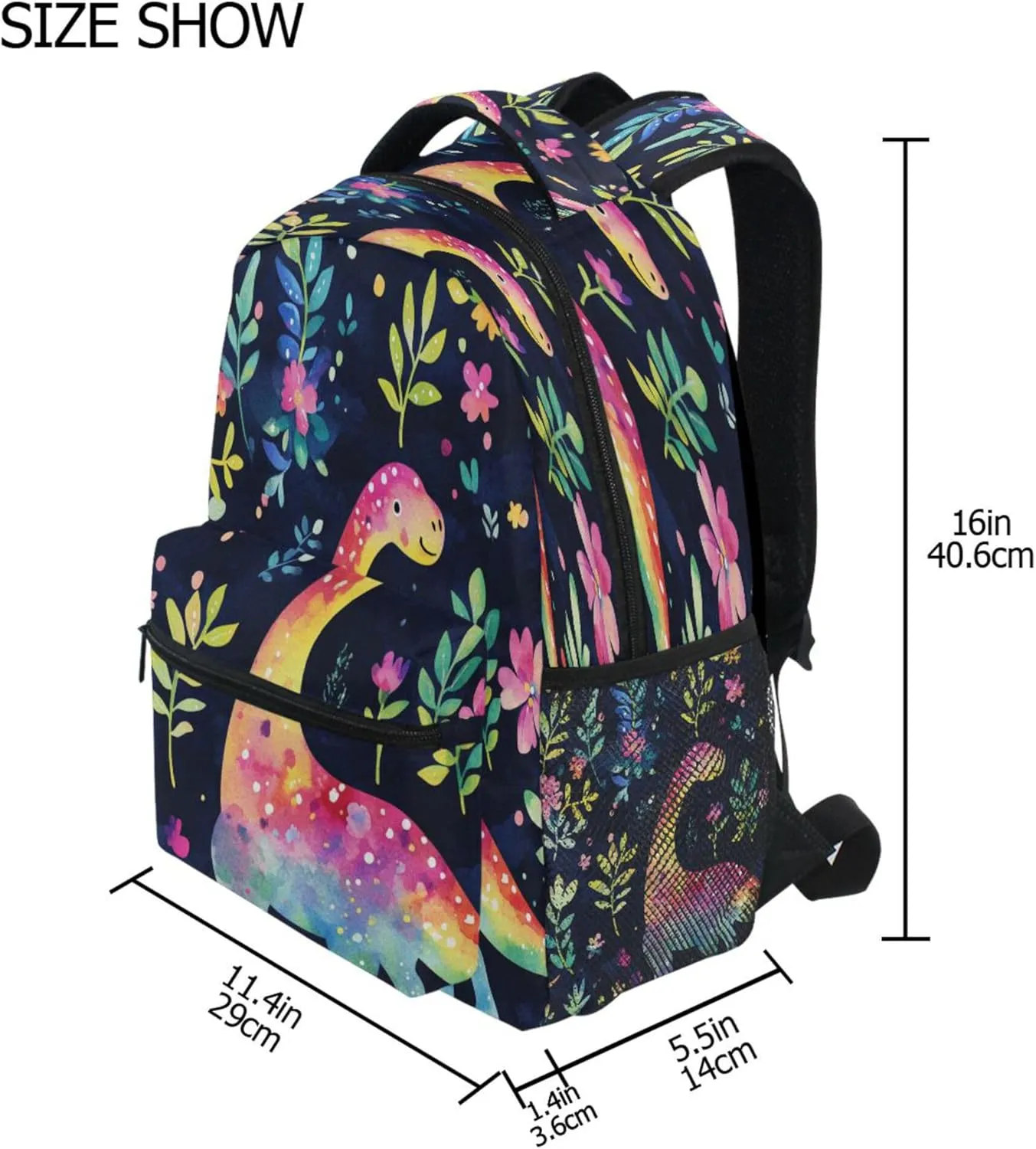 KLL School Backpack for Men and Women Fashion Personal Backpack with Chest Strap for Business Work College Travel Trip Funny Dinosaurs