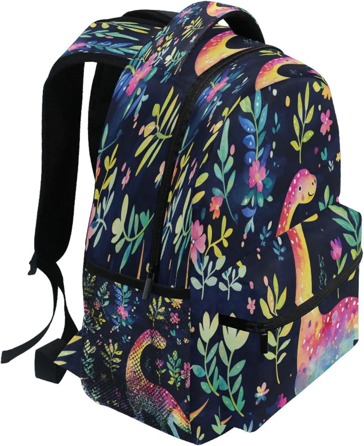 KLL School Backpack for Men and Women Fashion Personal Backpack with Chest Strap for Business Work College Travel Trip Funny Dinosaurs