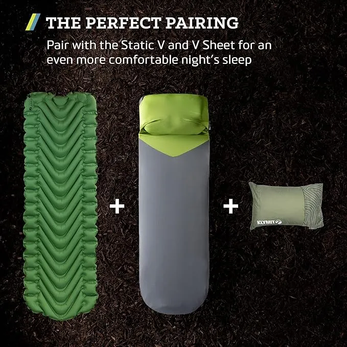 Klymit Drift Camping Pillow, Shredded Memory Foam Travel Pillow with Reversible Cover for Outdoor Use, Green, Large