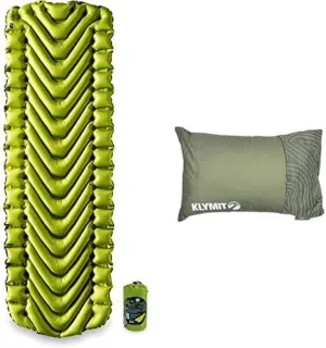 Klymit Static V2 Inflatable Sleeping Pad, Lime Green   Memory Foam Drift Pillow