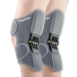 Knee Brace with Spring Support – Adjustable Compression Strap with Butterfly Wing Design for Joint Stability and Pain Relief – Breathable & Non-Slip for Running, Walking, Workouts – Unisex (grey*2)