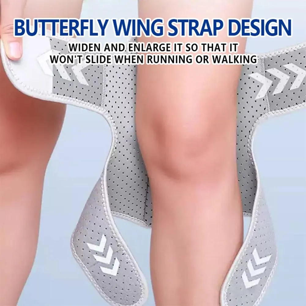 Knee Brace with Spring Support – Adjustable Compression Strap with Butterfly Wing Design for Joint Stability and Pain Relief – Breathable & Non-Slip for Running, Walking, Workouts – Unisex (grey*2)