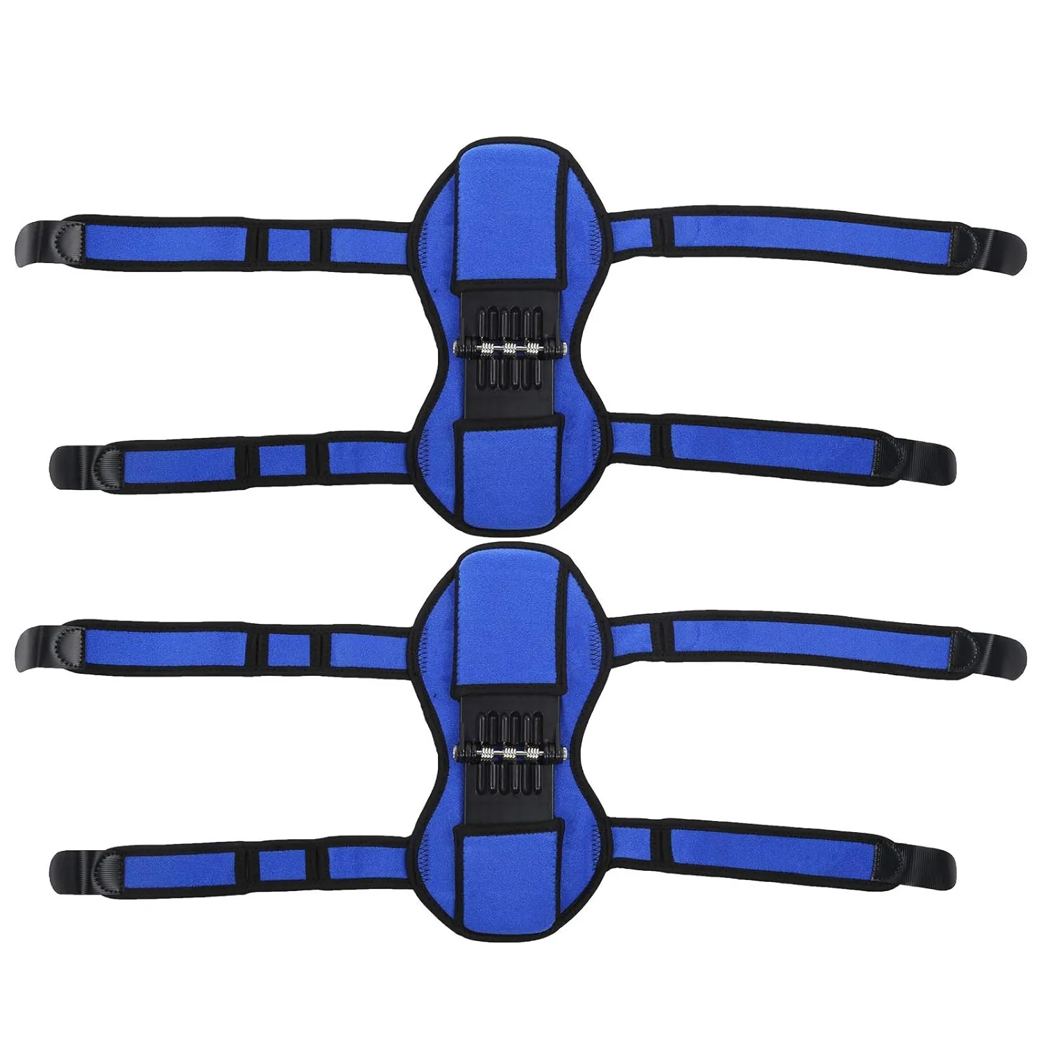 Knee Joint Support Pads,Adjustable Breathable Spring Knee Enhancer Knee,Plastic Shell Knee Recovery Brace for Help Climbing and Carrying Heavy Objects(L-Blue)