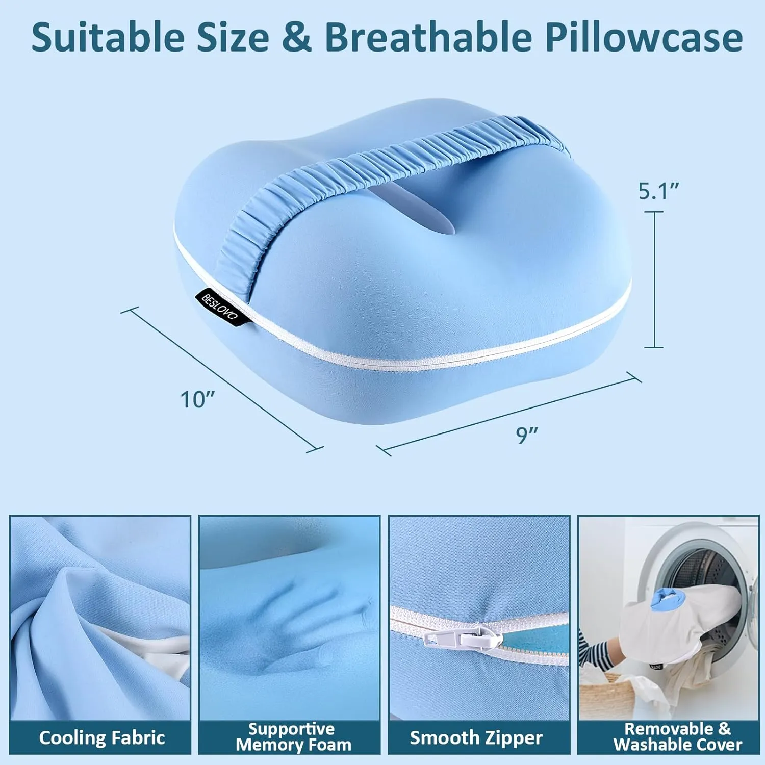 Knee Pillow for Side Sleepers - Hip Pain Relief, Memory Foam Leg Pillow for Side Sleeping, Between Legs Pillow for Sciatica Lower Back Pain, Knee Pillow with Ice Silk Cover and Elastic Strap