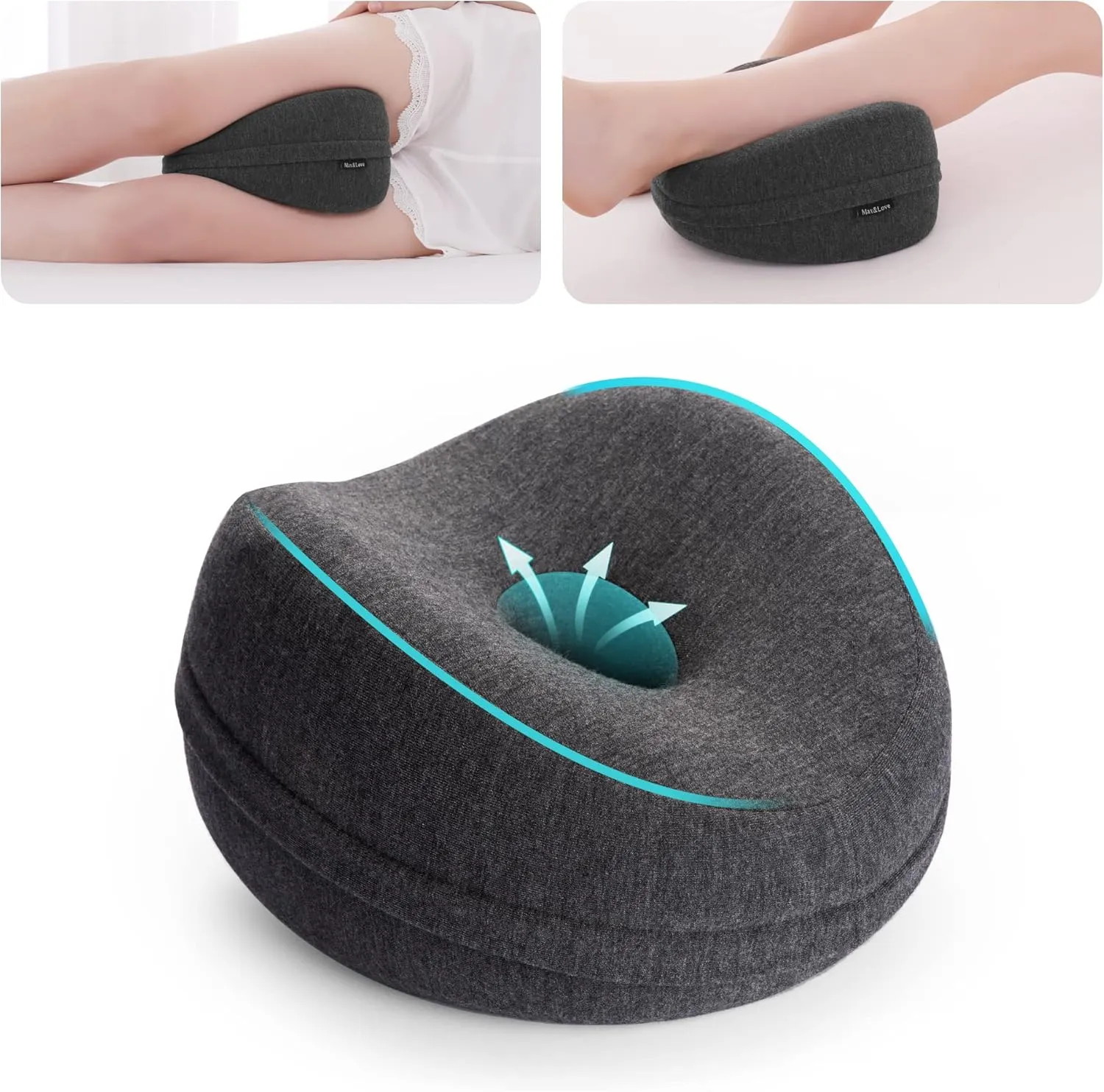 Knee Pillow for Side Sleepers Standard Orthopedic Wedge Leg Pillow for Sleeping and Hip Lower Back Pain Contour Memory Foam Cushion for Pregnancy Washable Cover