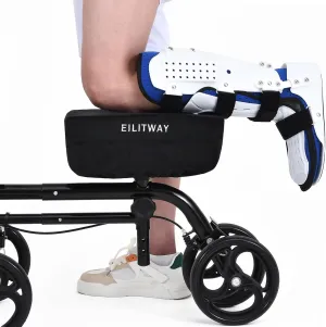 Knee Scooter Pad Cover, Comes With 2'' of Highly Resilient Memory Foam, Soft and Comfortable Knee Scooter Cushion, Removable Memory Foam, Machine Washable Cloth Cover, Fits Any Knee Scooter （Black）