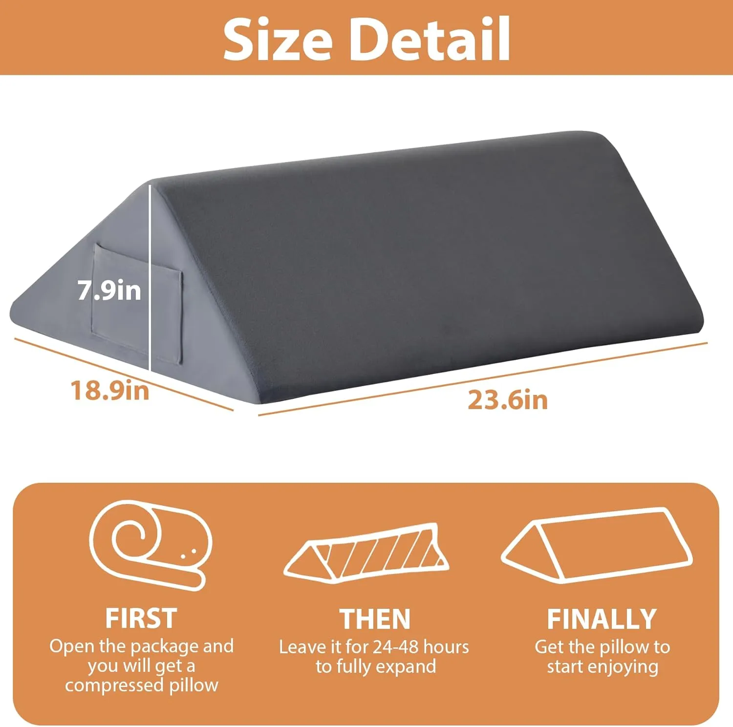 Knee Wedge Pillow for Pain Relief - Memory Foam Leg Elevation Pillow for Post-Surgery Recovery, Sciatica, Hip & Back Support - Knee Wedge for Sleeping, Ankle & Joint Care, Velvet Grey