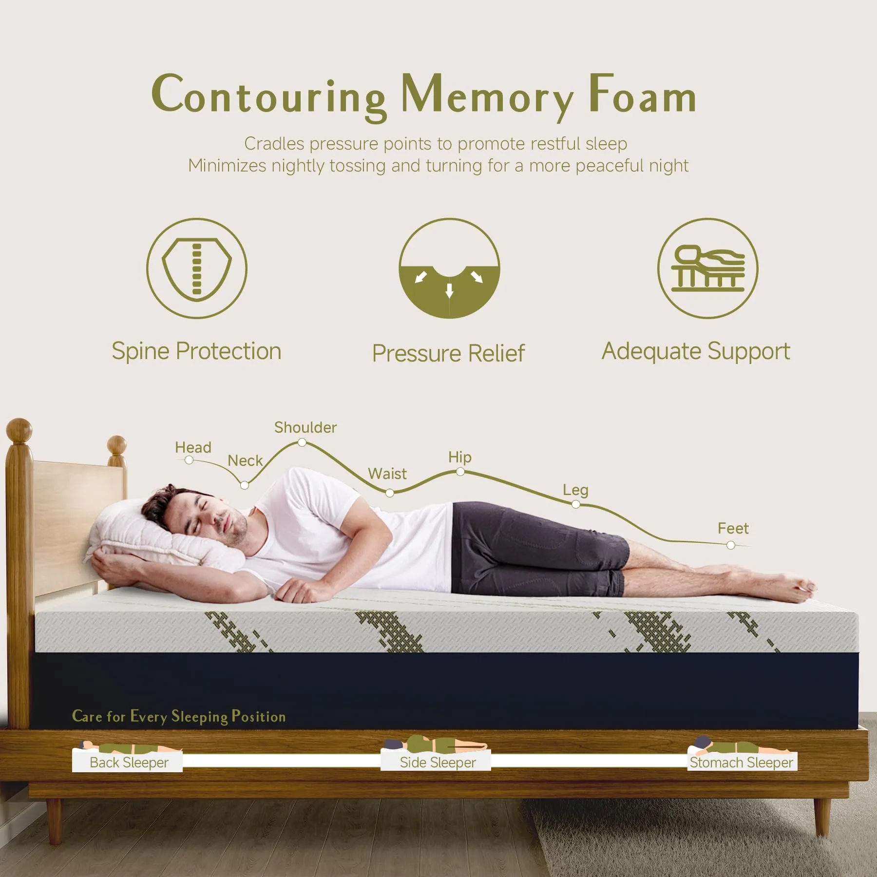 KONFEIN King Mattress, 10 Inch Cooling Gel Memory Foam Mattress for Comfortable Sleep and Pressure Relief, King Size Mattress in a Box, Fiberglass Free, Medium Firm Support, CertiPUR-US Certified