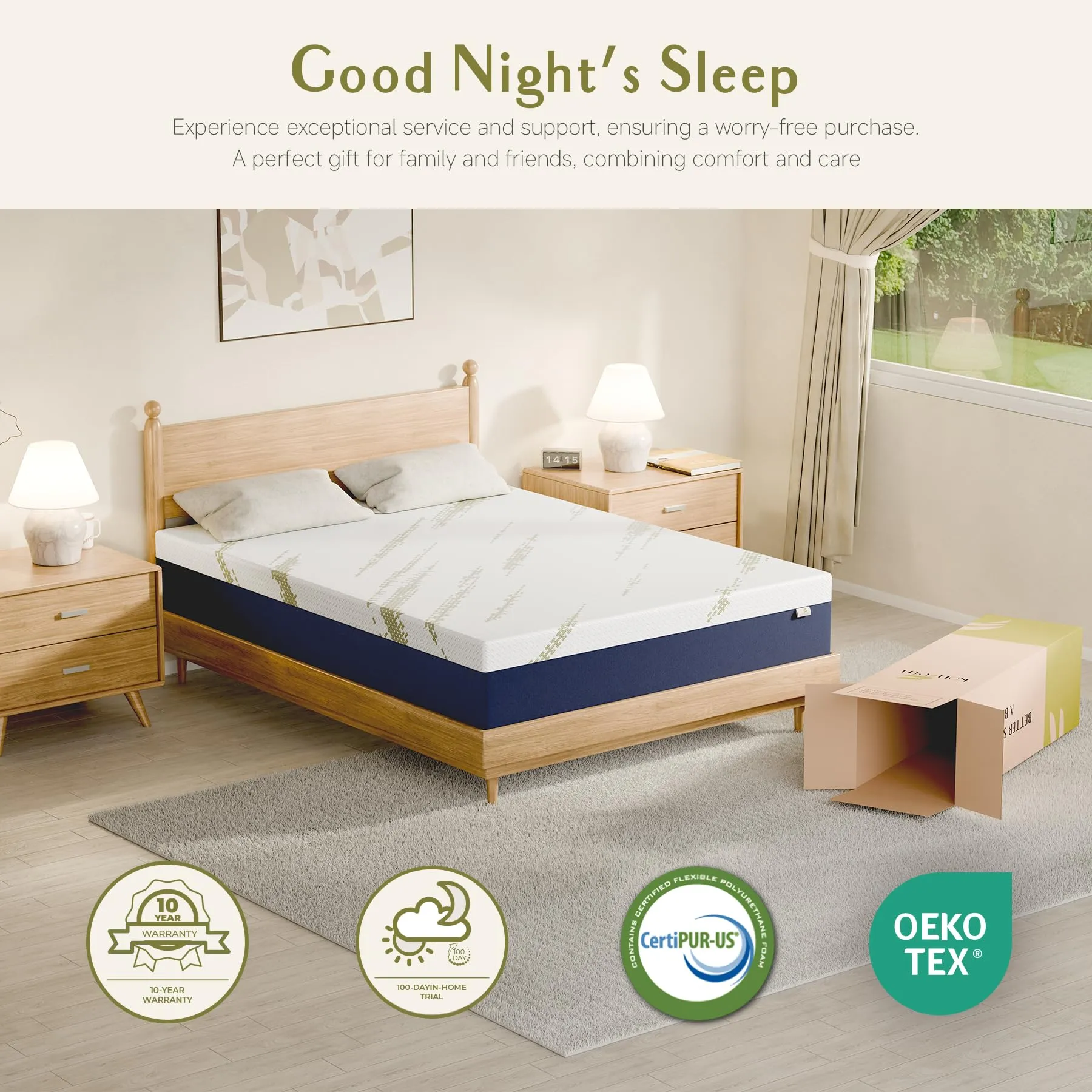 KONFEIN King Mattress, 10 Inch Cooling Gel Memory Foam Mattress for Comfortable Sleep and Pressure Relief, King Size Mattress in a Box, Fiberglass Free, Medium Firm Support, CertiPUR-US Certified