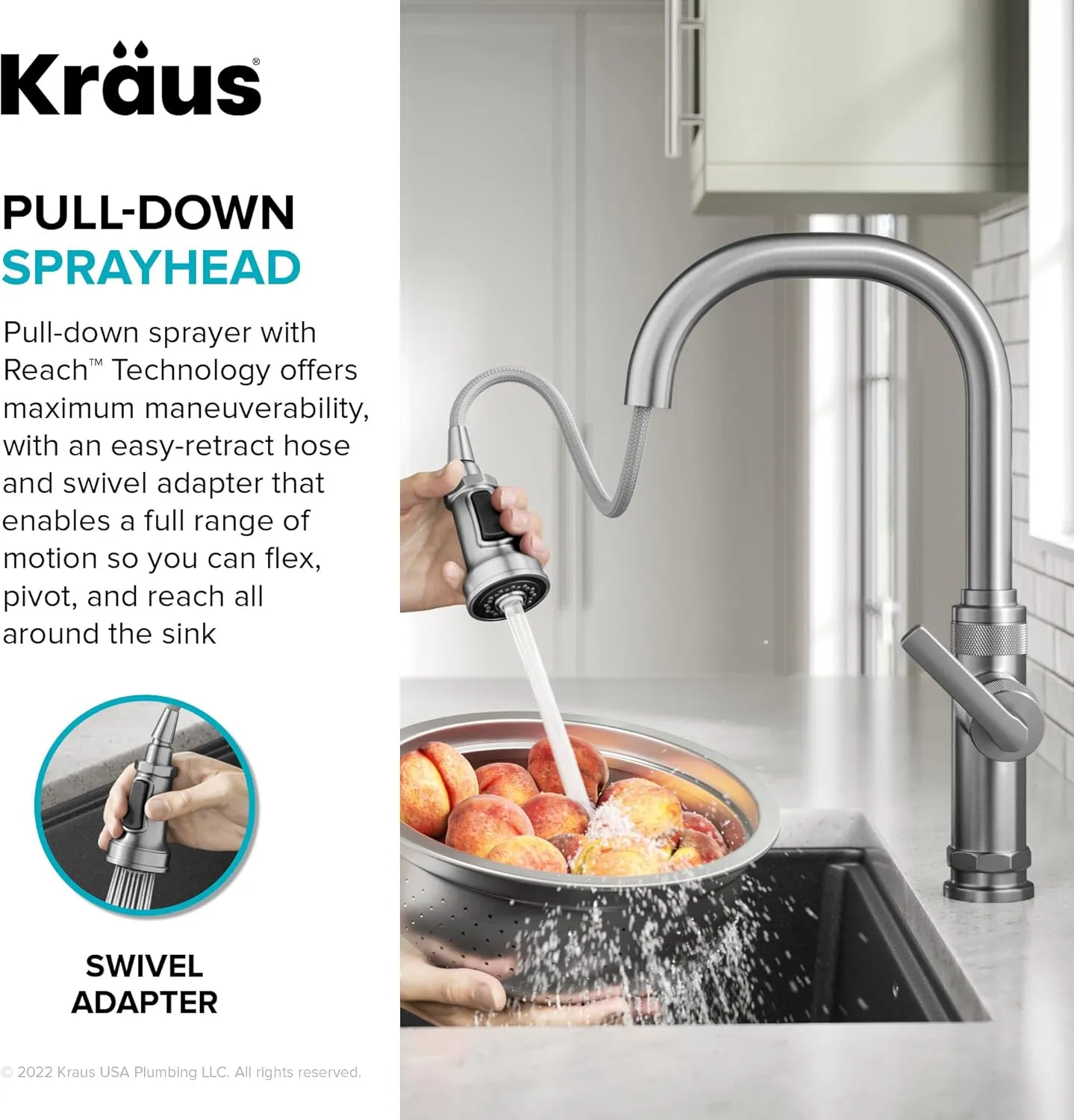 KRAUS Allyn Industrial Pull-Down Single Handle Kitchen Faucet in Chrome, KPF-4102CH