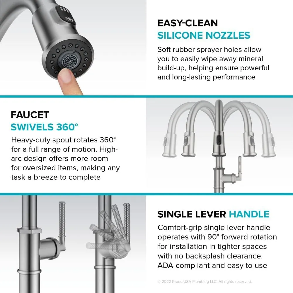 KRAUS Allyn Traditional Industrial Pull-Down Single Handle Kitchen Faucet in Matte Black, KPF-4100MB
