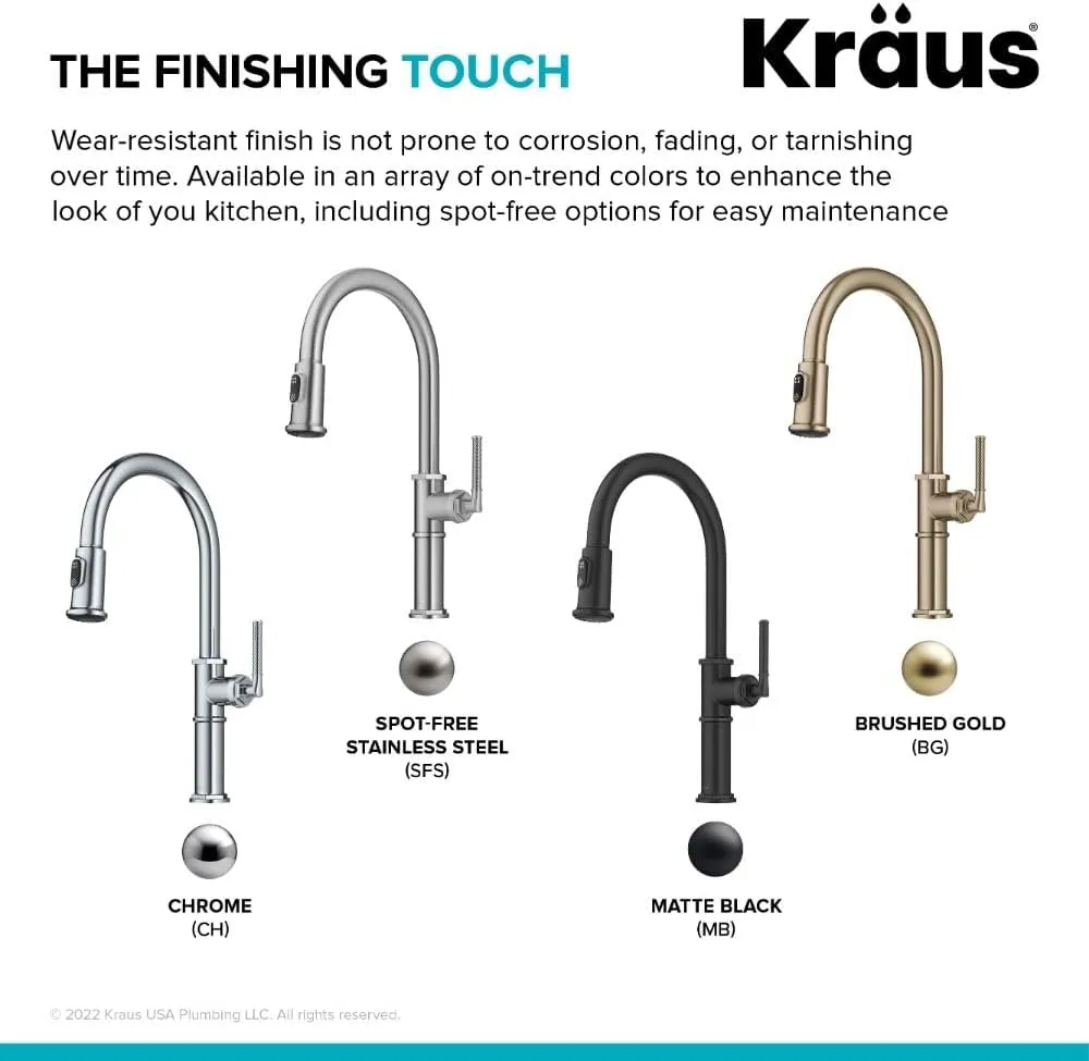 KRAUS Allyn Traditional Industrial Pull-Down Single Handle Kitchen Faucet in Matte Black, KPF-4100MB