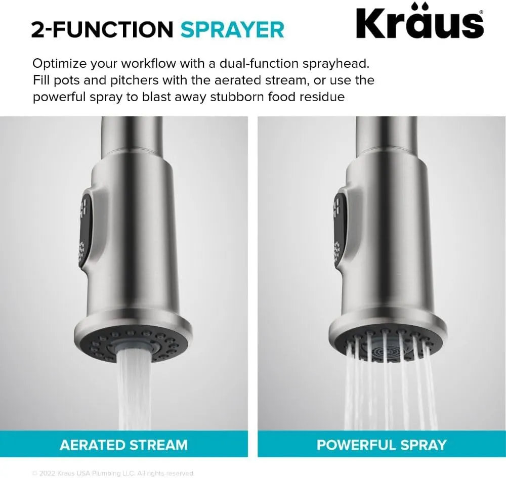 KRAUS Allyn Traditional Industrial Pull-Down Single Handle Kitchen Faucet in Matte Black, KPF-4100MB