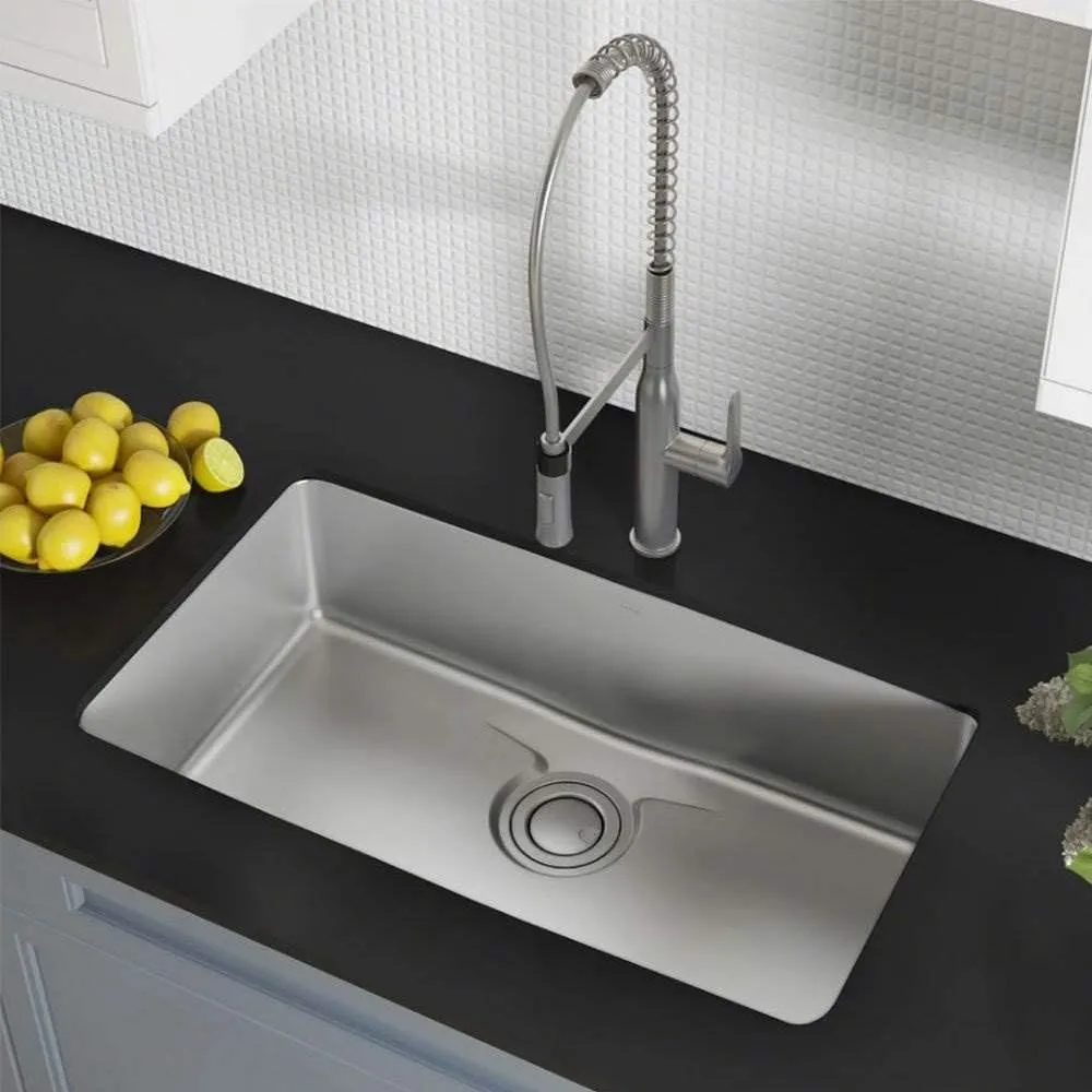 KRAUS Dex 33-inch Undermount 16 Gauge Stainless Steel Single Bowl Kitchen Sink, KD1US33B