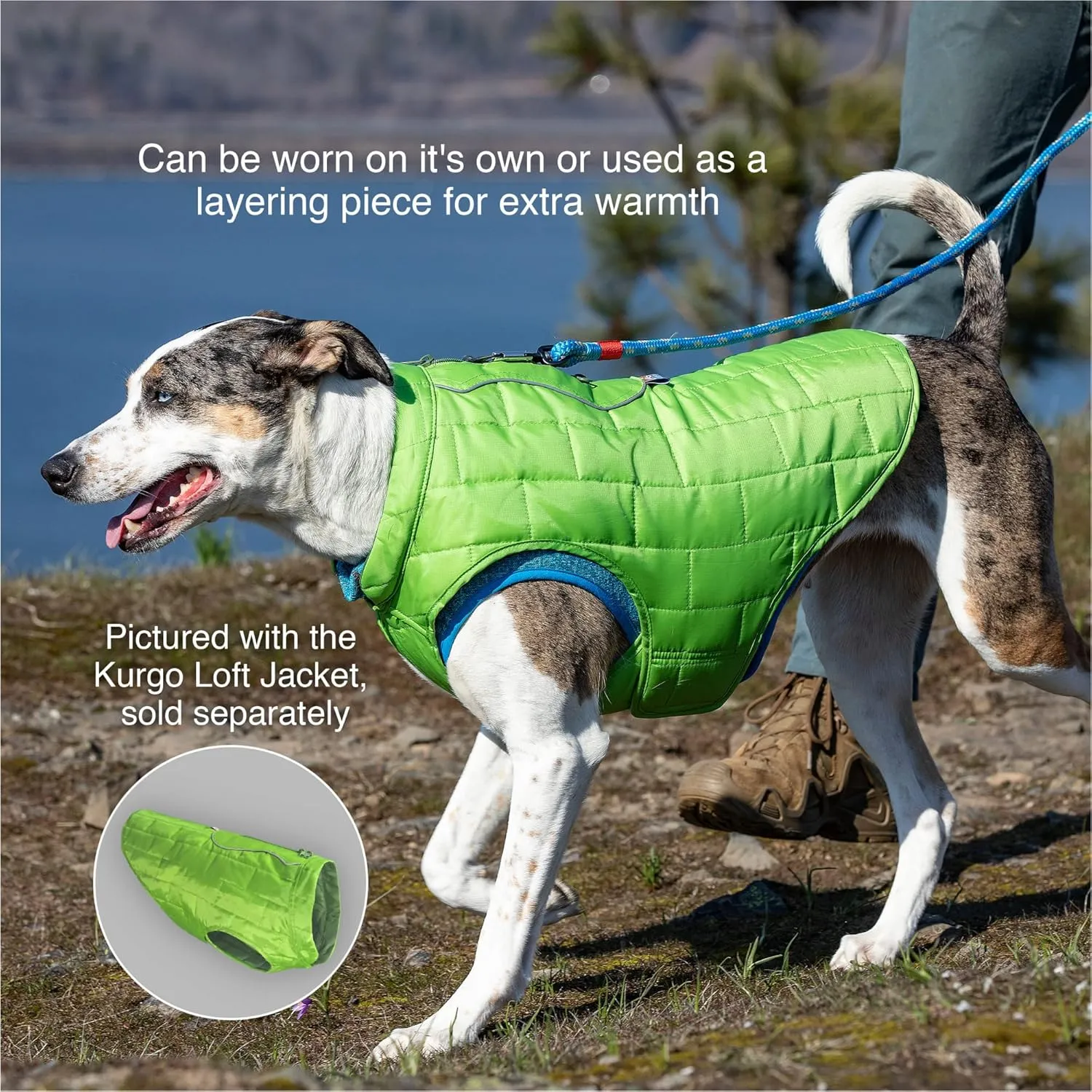 Kurgo Core Dog Sweater, Knit Dog Sweater with Fleece Lining, Cold Weather Pet Jacket, Zipper Opening for Harness, Adjustable Neck, Year-Round Sweater for Large Dogs (Heather Red, Large)