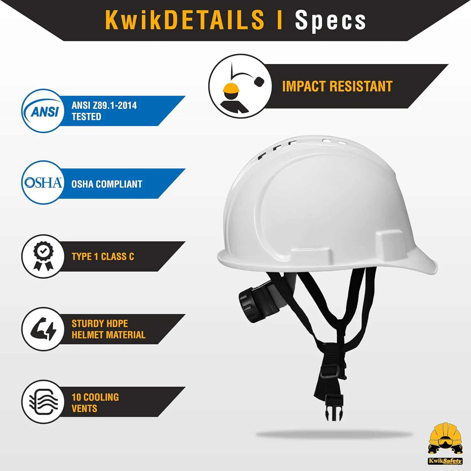 KwikSafety - Charlotte, NC - Hard Hats [Full Brim, Cap Style, Climbing Style] Type 1, Class C ANSI OSHA