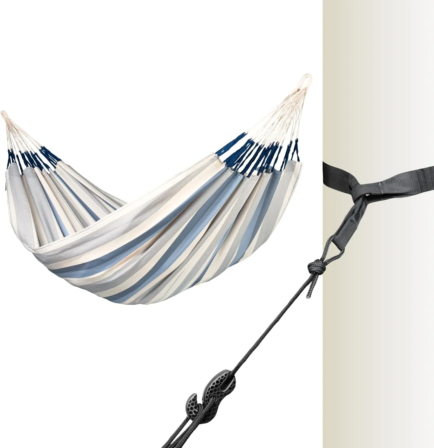 La Siesta® XL King Brisa Classic Hammock & TreeMount, Trees Beams Posts Suspension Kit- Indoor Outdoor Hammock Swing, Weather Tear Resistant, Sea Salt